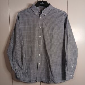 Roundtree & Yorke XL Green and White Plaid Men's Shirt(0579A2)